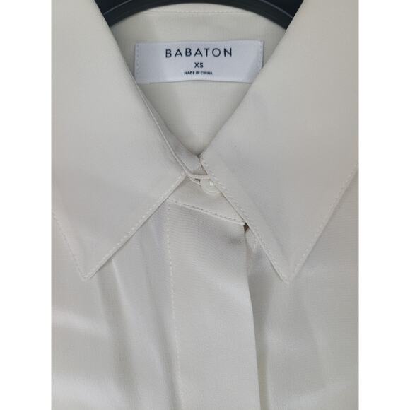 Babaton Womens XS Academy Silk Blouse Button Up Minimalist Sleek Office Classic - Picture 6 of 16